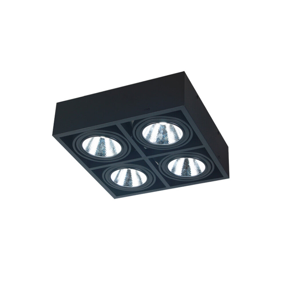 Lámpara de techo prisma rectangular negro 4xAR111 - IX9387