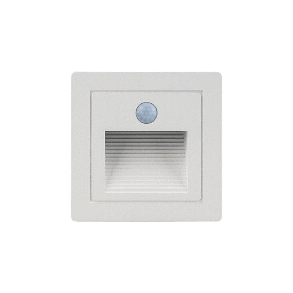 Lámpara pared LED IP65 blanca 3W cálida 90°+sensor - IX4824