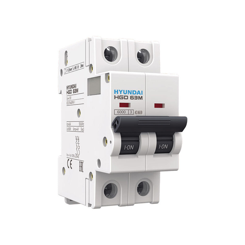 Llave térmica HGD63M din 2P 10A 6kA - HY1610M