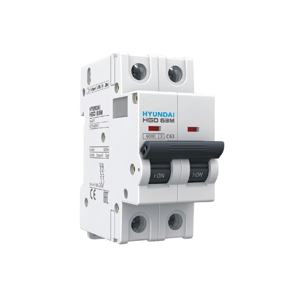 Llave térmica HGD63M din 2P 63A 6kA - HY1663M
