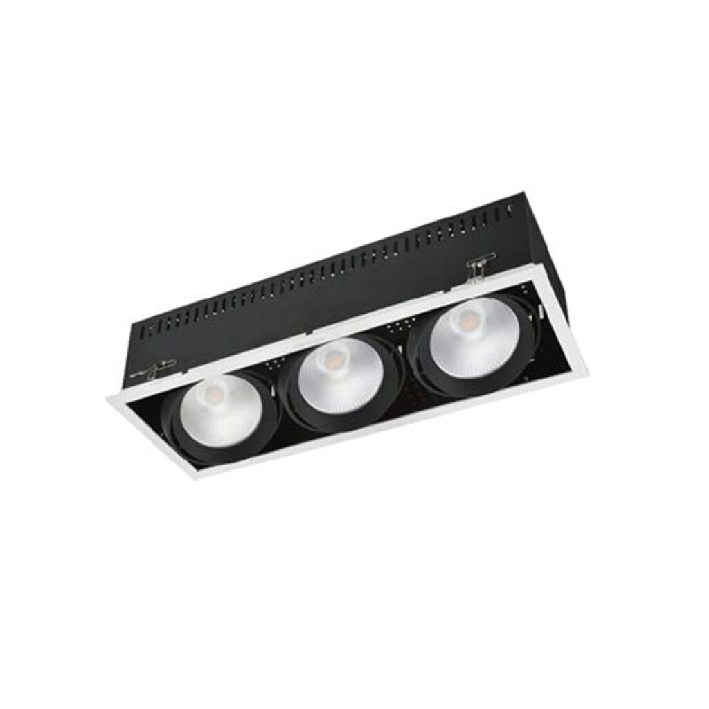Luminaria de embutir LED móvil negra cálida 3x20W - NV0726