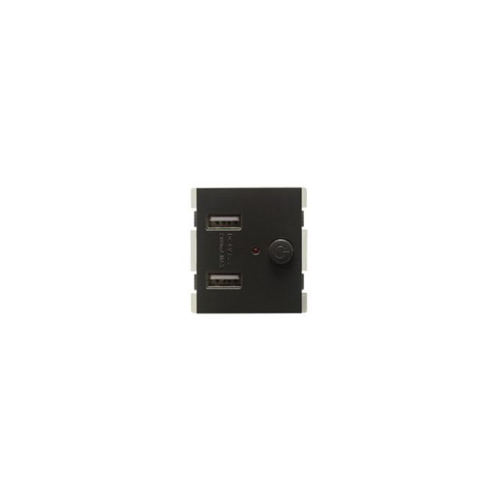 Mód. cargador p/ 2 USB-A 2.1A gris - Atenea Plus - M48520