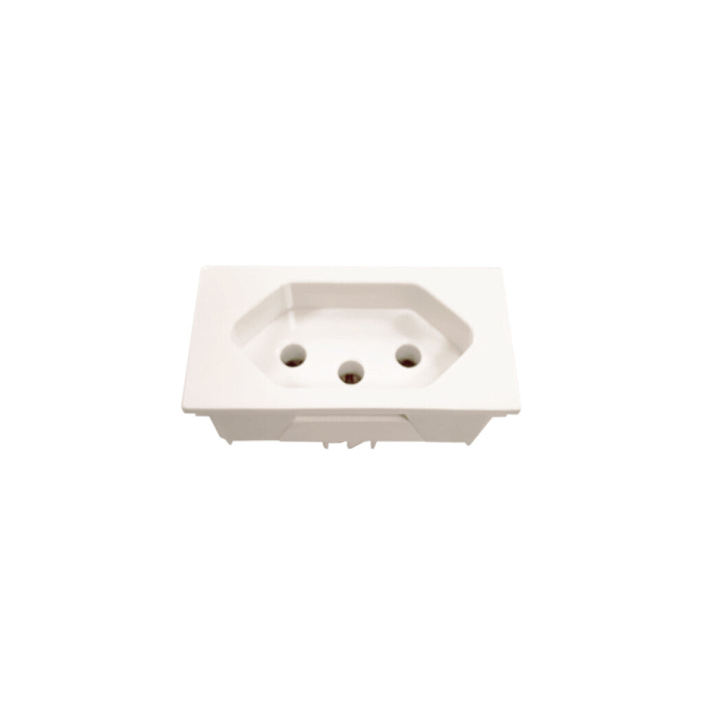 Mód. t/cte. tipo brasilero 2P+T 10A Reggio blanco - M46208