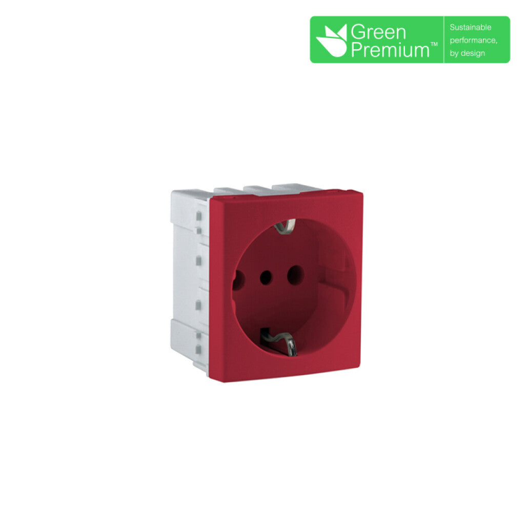 Mód. tomacorriente schuko c/t. central 16A rojo - RO1854