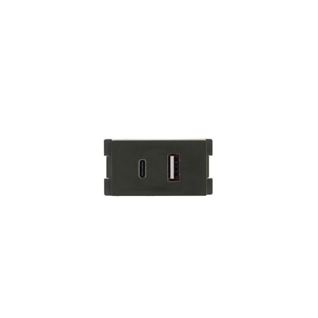 Módulo cargador USB A+ C 3A 1 Atenea gris - M48528