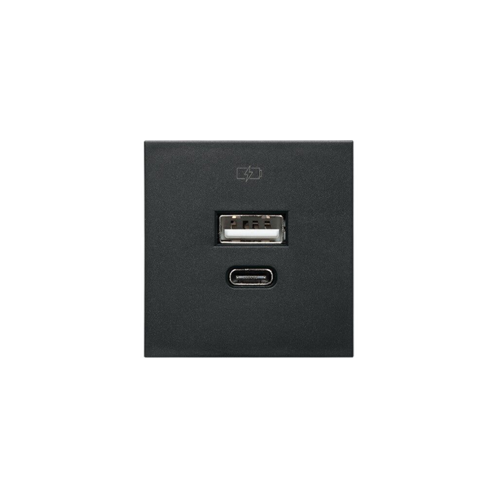 Módulo cargador USB A+ C 3A 1 Presta negro - C51535N