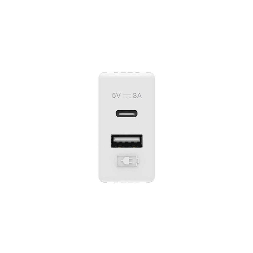 Módulo cargador USB A+C 3A blanco GEWISS - GC0363