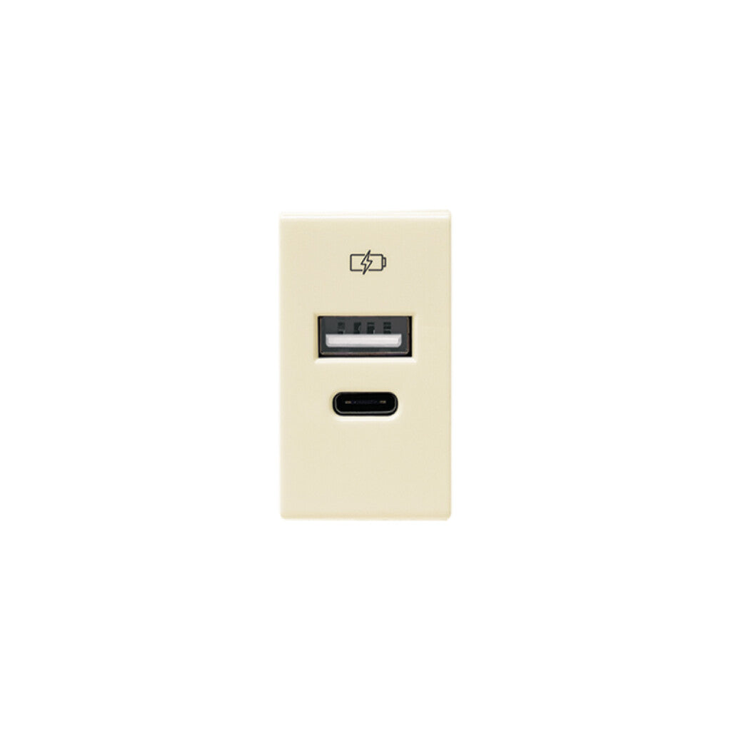 Módulo cargador USB-A USB-C -Presta marfil - C51625