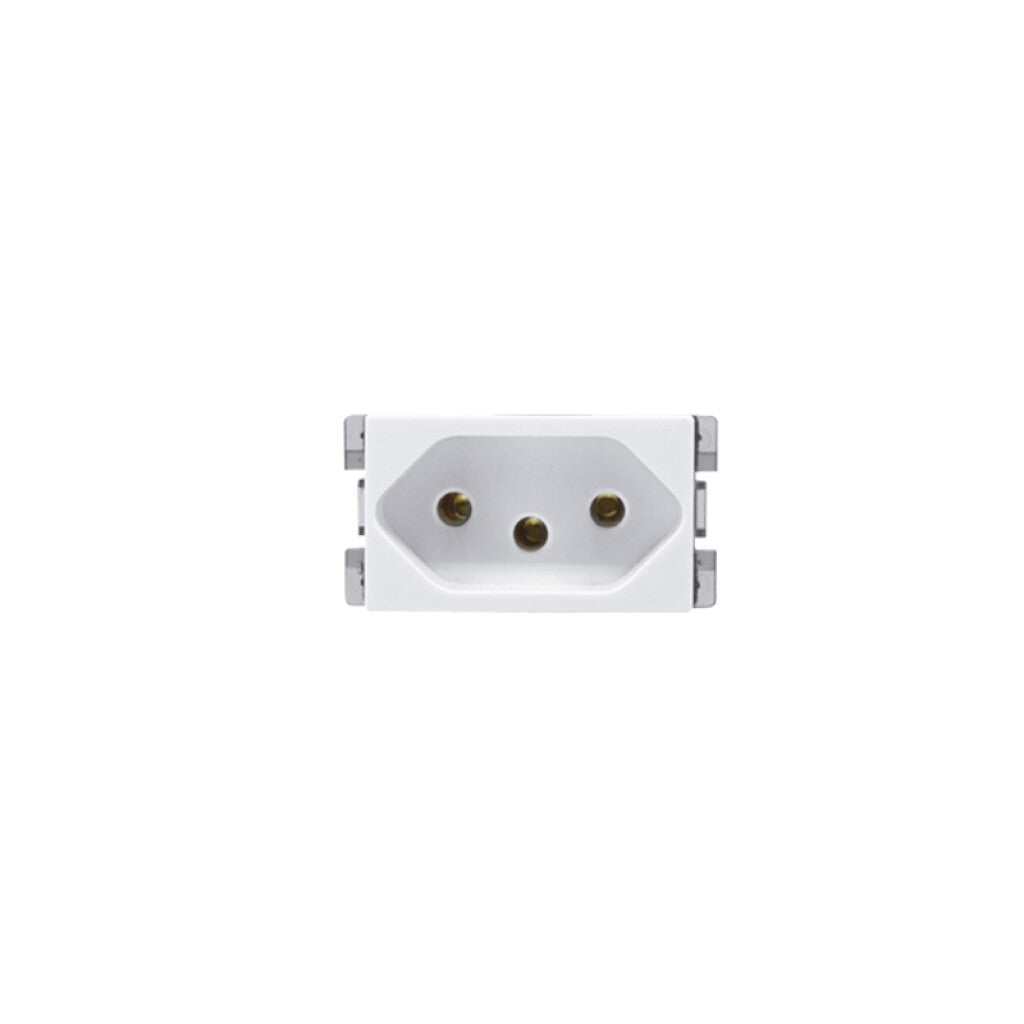 Módulo toma 2P+T Brasil tierra desplazada blanco - M48258