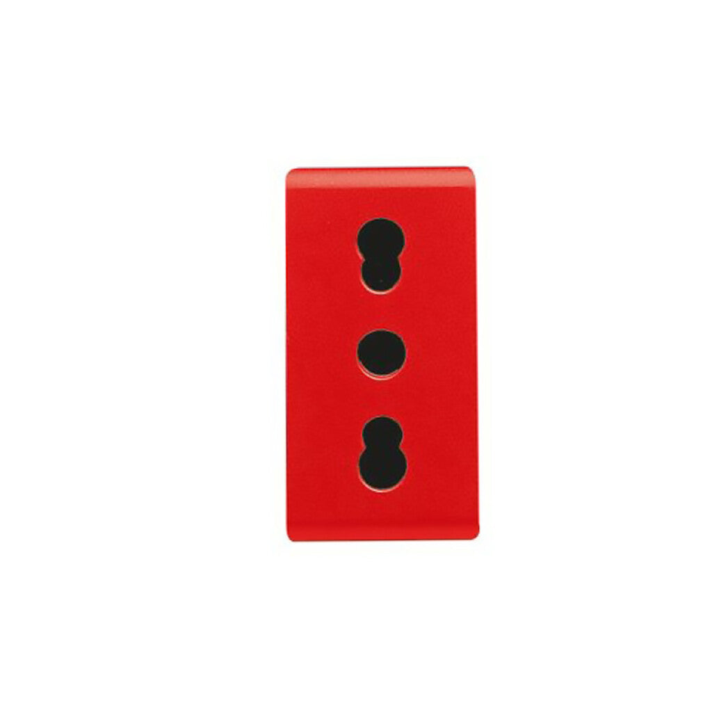 Módulo tomacorriente 3 en línea bivalente rojo - GC0202
