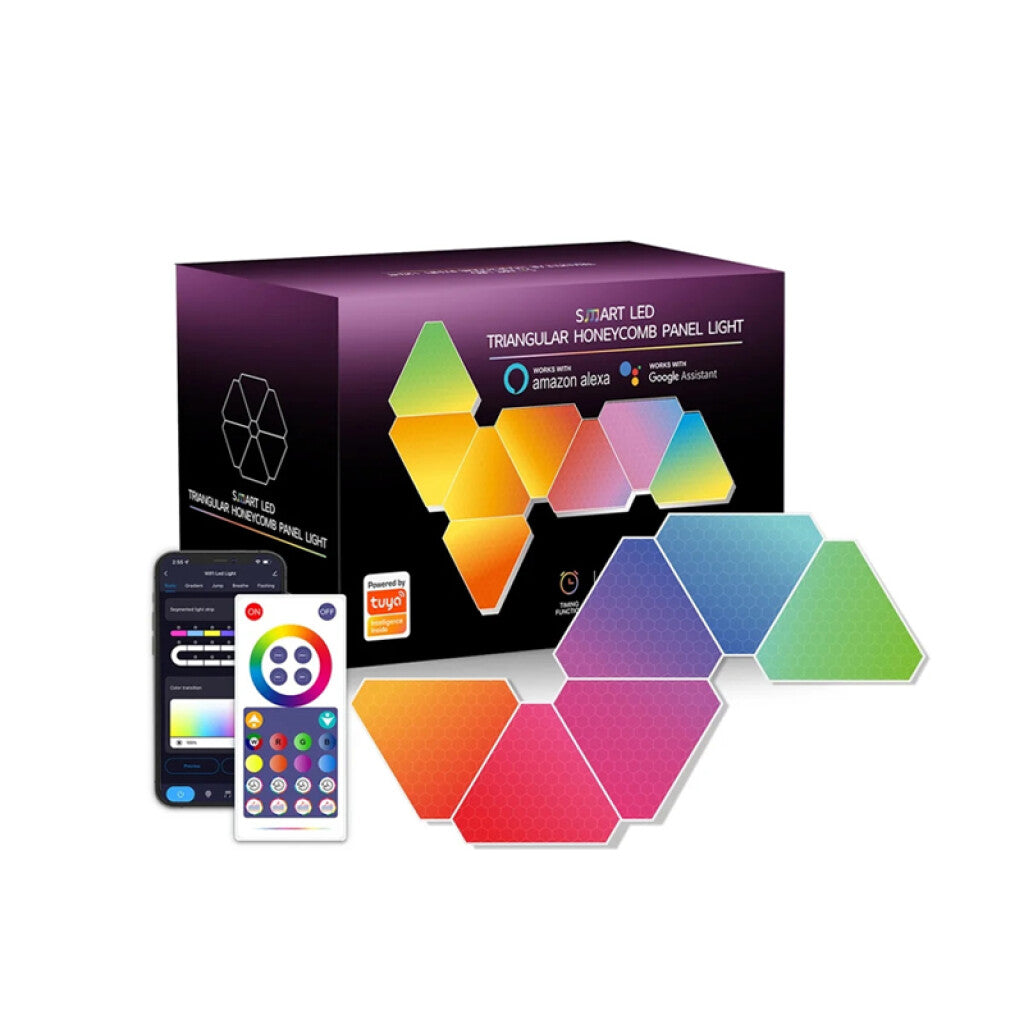 Panel LED gaming 10 triángulos RGB WIFI control RF - AI9472