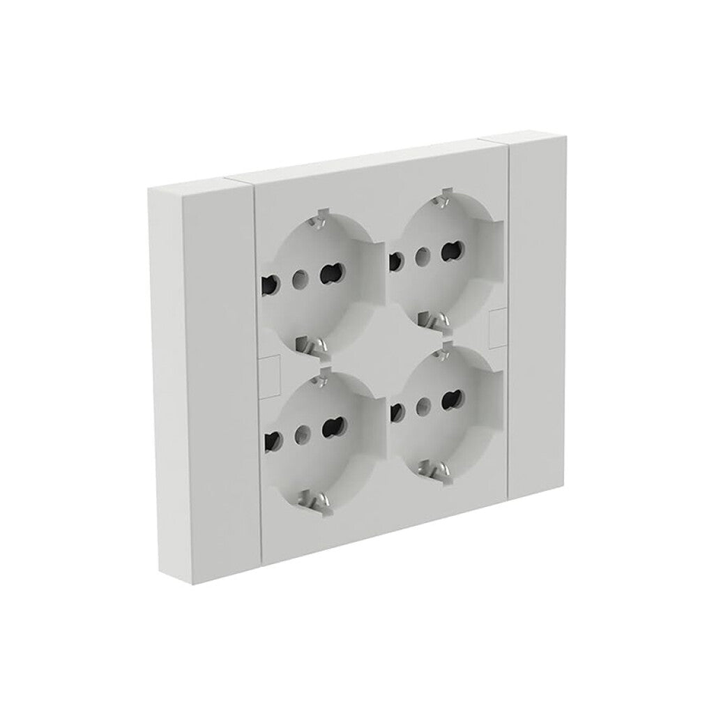 Plaqueta 4 tomas schuko blanca p/caja llana - M47160