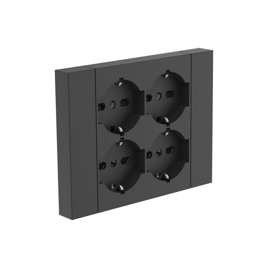 Plaqueta 4 tomas schuko negra p/caja llana - M47162