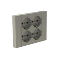 Plaqueta 4 tomas schuko plata p/caja llana - M47164