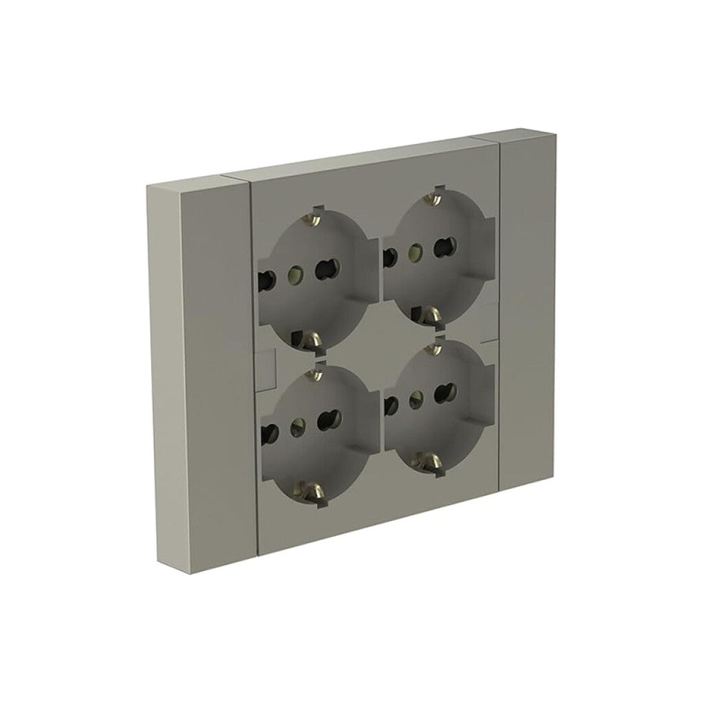 Plaqueta 4 tomas schuko plata p/caja llana - M47164