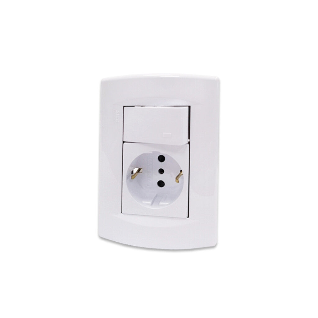 Plaqueta armada int.bipolar + schuko, blanco puro - SK3478
