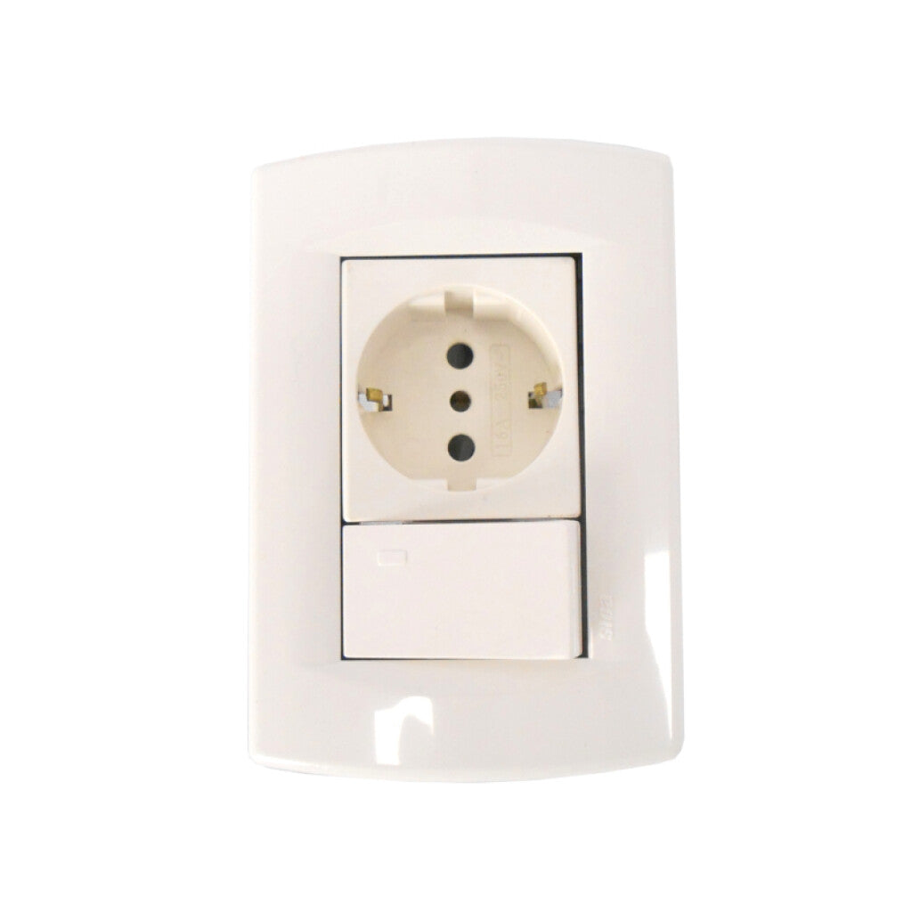 Plaqueta armada int.unipolar + schuko blanche Sica - SK3436