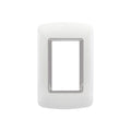 Plaqueta p/3 módulos con aro plata - Atenea Plus - M48608