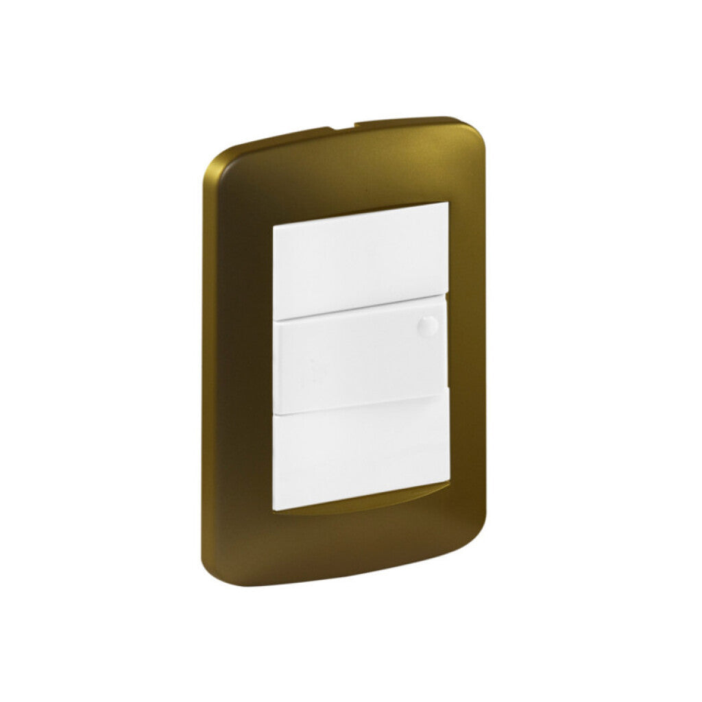Plaqueta para 3 módulos dorado mate - Reggio - M46518