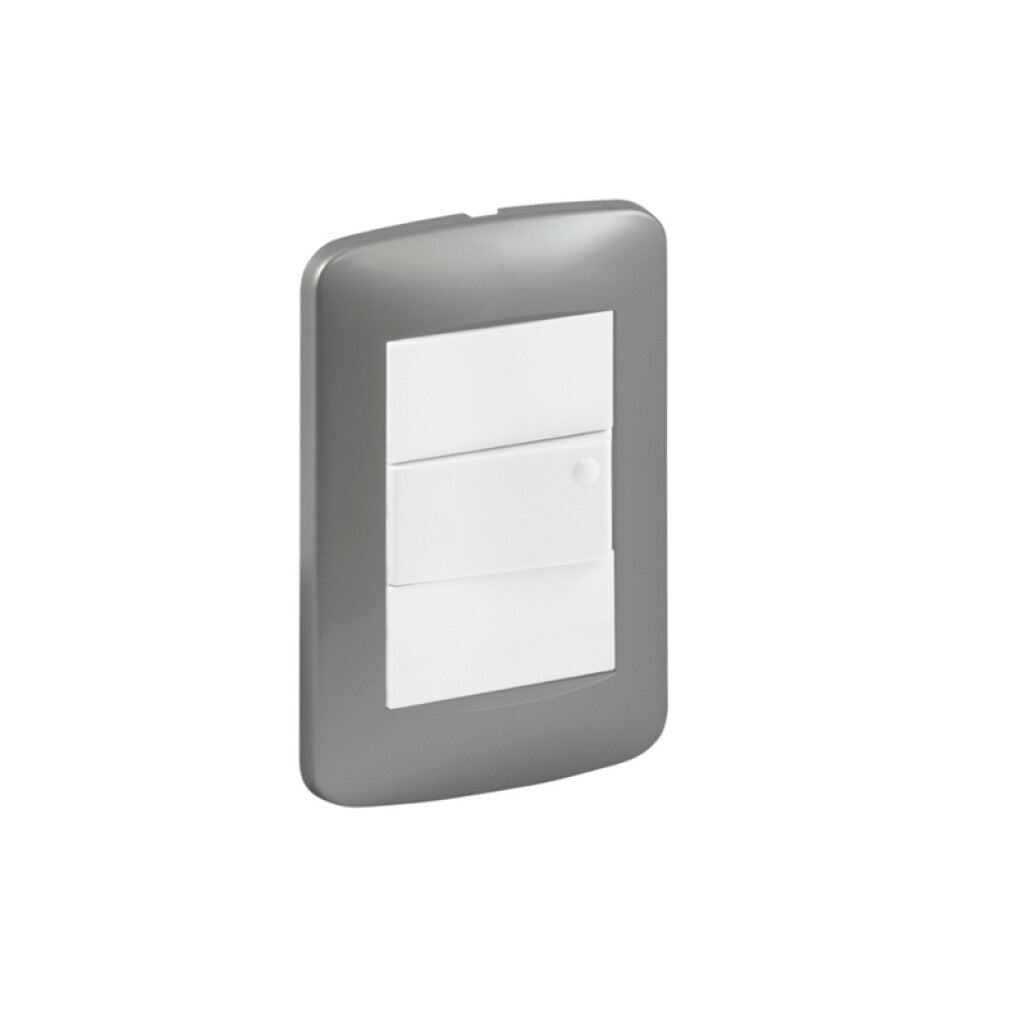 Plaqueta para 3 módulos plata brillante - Reggio - M46538