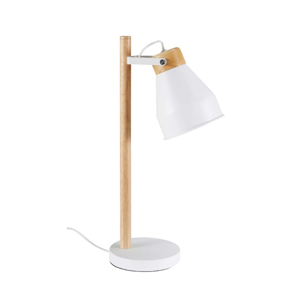 Portátil de mesa en madera, con pantalla metálica blanca - IX9410