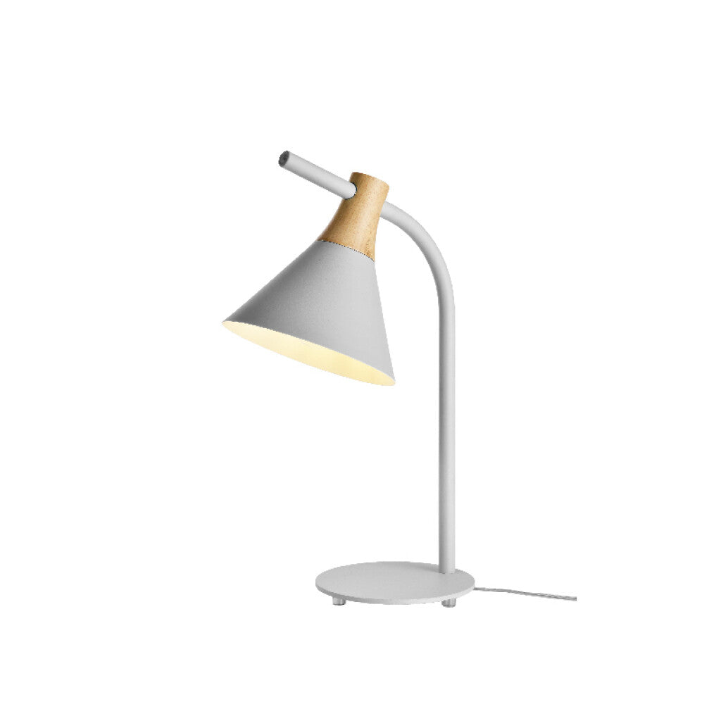 Portátil de mesa en metal blanco y cabezal de madera - IX9402