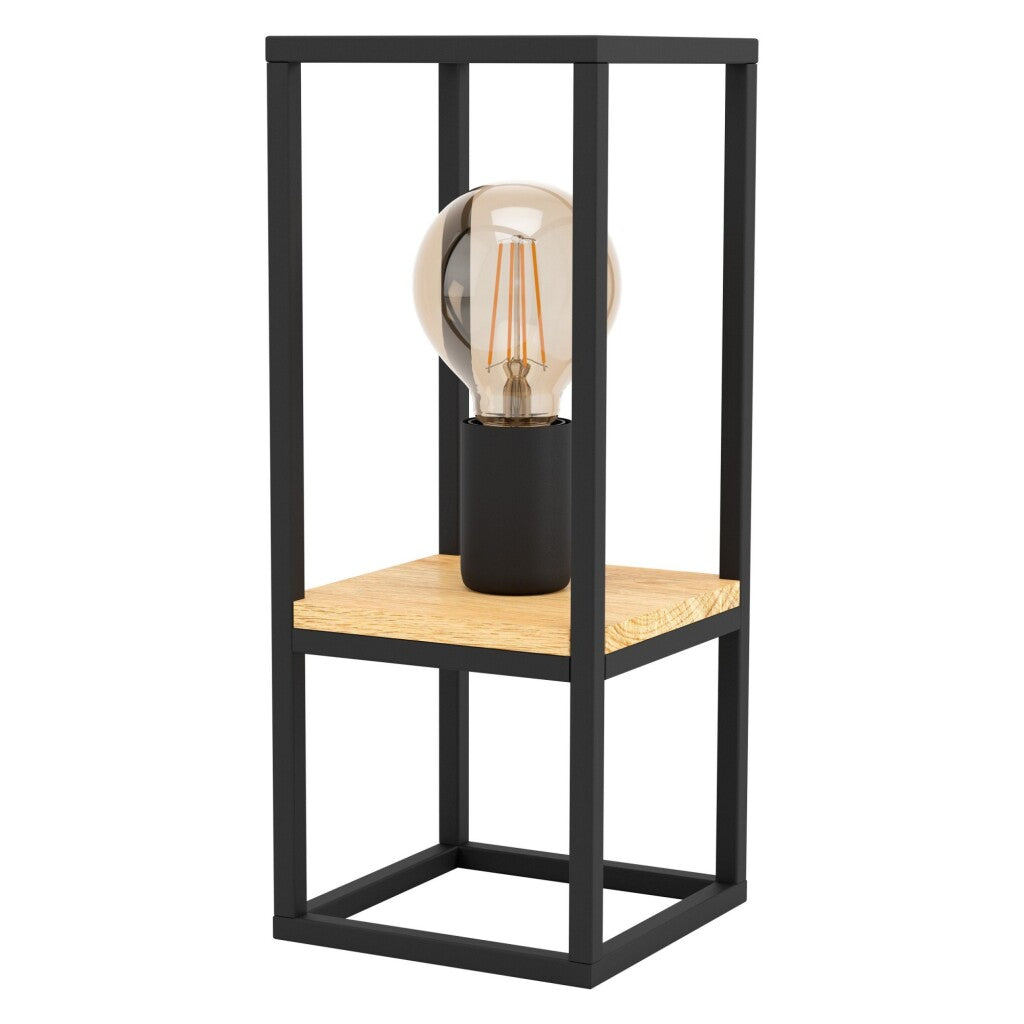 Portátil mesa acero negro y madera 1xE27 LIBERTAD - EG4100