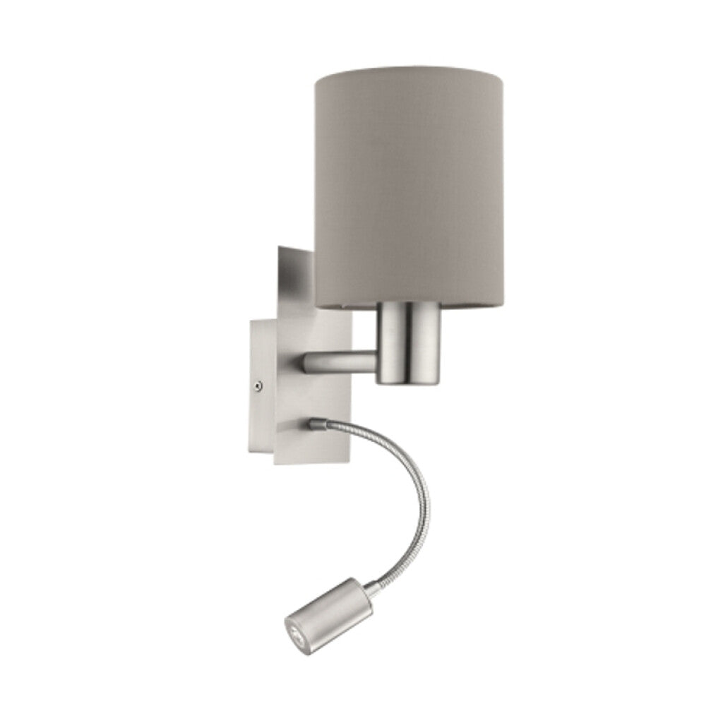 Portátil pared gris c/LED lectura Ø15 PASTERI - EG3016