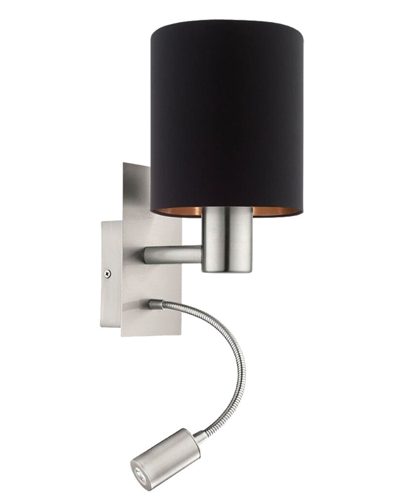 Portátil pared negra c/LED lectura Ø15 PASTERI - EG0013