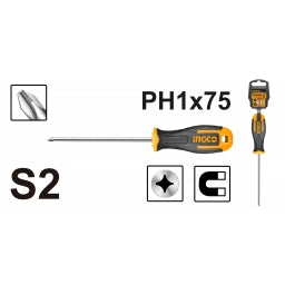 DESTORNILLADOR PHILLIPS PH1 INGCO HS68PH1075 Ø5MM LARGO 75MM