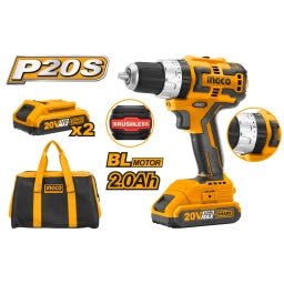 TALADRO ATORNILLADOR 20V BRUSHLESS C PERCUTOR 13MM INGCO CIDLI20608
