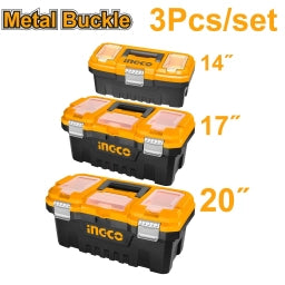 KIT X 3 CAJAS HERRAMIENTAS 14" 17" 20" BROCHE METAL PBXK0302 INGCO