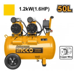 COMPRESOR DE AIRE (LIBRE DE ACEITE) 50LT 2X08HP INGCO ACS215506 USO ODONTOLOGICO