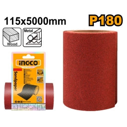 PAPEL DE LIJA 11.5 X 500 CM INGCO GRANO 180 AKHS761804