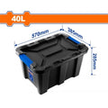 CONTENEDOR PLASTICO APILABLE NEGRO 40LT WADFOW WTB3340