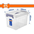 CONTENEDOR PLASTICO APILABLE TRANSPARENTE 87LT WADFOW WTB2390