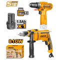 SUPER COMBO ATORNILLADOR 12 VOLT + TALADRO 810W C PERCUTOR INGCO COSLI23041