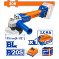 AMOLADORA A BATERIA 20V C BAT 3AMP Y CARGADOR WADFOW WLAPM21