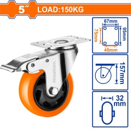 RUEDA GIRATORIA C FRENO 5" WADFOW WJL2353