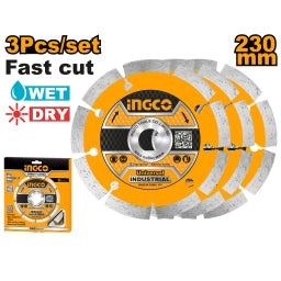 SET X 3 DISCOS 9" 230MM P AMOLADORA INGCO DMD0123023