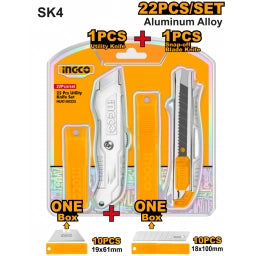 SET X 22 PCS 2 TRINCHETAS ALUMINIO Y HOJAS HUK180225 INGCO