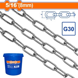 CADENA PATENTE G30 ESLABON SOLDADO 8MM 5/16" X 21MT WADFOW WTLT1B08