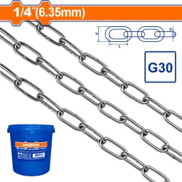 CADENA PATENTE G30 ESLABON SOLDADO 6.35MM 1/4" X 37MT WADFOW WTLT1B06