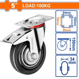 RUEDA METAL/GOMA GIRATORIA CON FRENO 5" WADFOW WJL3353