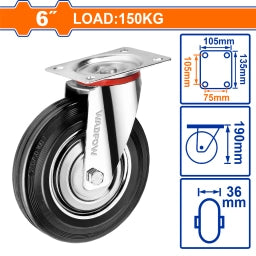 RUEDA METAL/GOMA GIRATORIA 6" WADFOW WJL3362