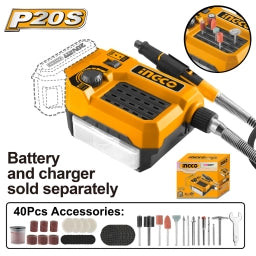 MINI TORNO A BATERIA 20V P20S INALAMBRICO C ACCESORIOS SIN BAT SIN CARG INGCO CMGLI2001