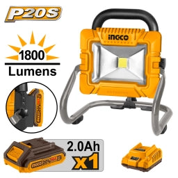 FOCO LED A BATERIA 20V P20S INGCO CON BATERIA Y CARGADOR CWLI20258