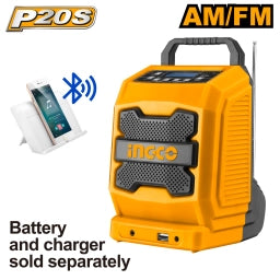 RADIO BLUETOOTH AM/FM A BATERIA 20V INGCO CJRLI2001 LINEA P20S
