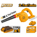 SOPLADORA A BATERIA 20V BATERIA P20S 2.7M3/MIN C BAT Y CARG INGCO CABLI200281