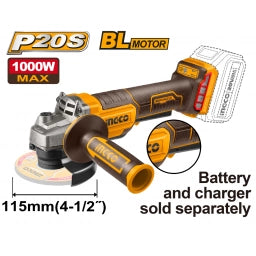 AMOLADORA A BATERIA 20V P20S 4 1/2" BRUSHLESS CON INTERRUPTOR DE SEGURIDAD S/BAT - CAGLI211156